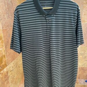 Men’s Nike Black and Gray Striped Polo Shirt